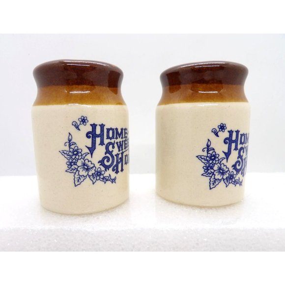 Salt and Pepper Shakers Home Sweet Home Crocks - Picture 3 of 3